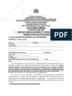 Pruebas Diagnosticas Temática (Área de Lengua Española y Literatura)