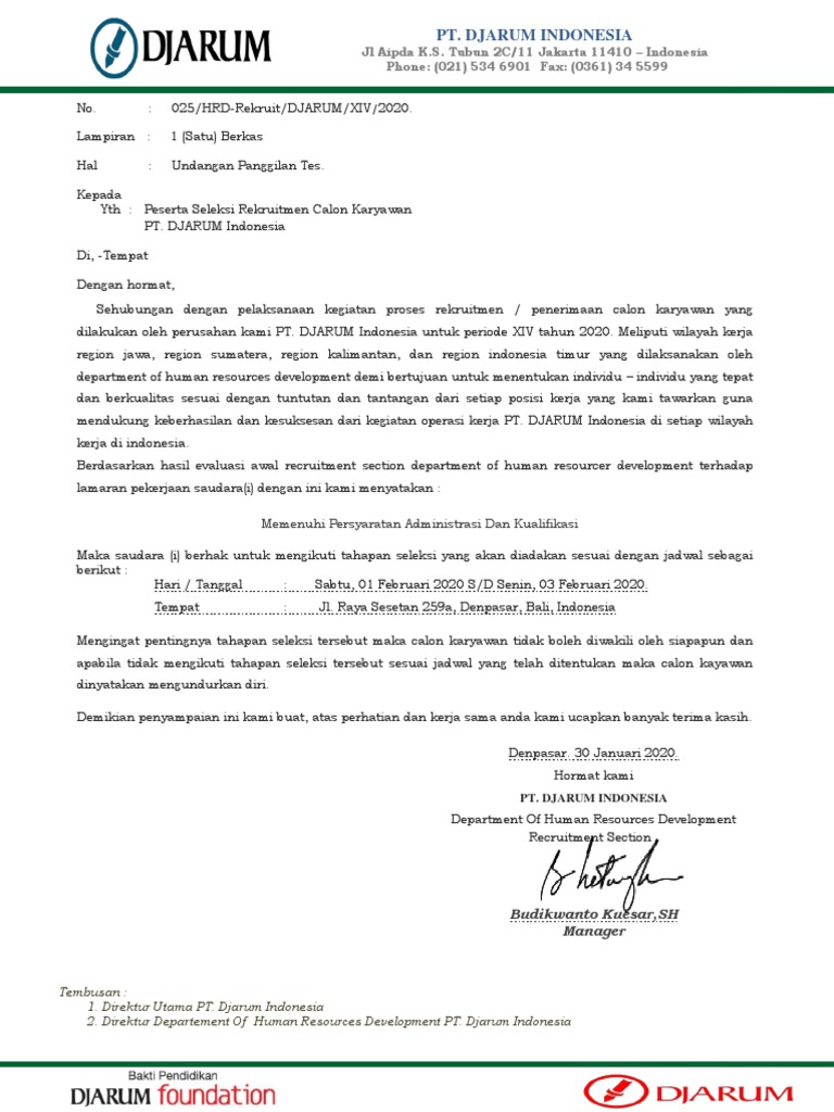 Contoh Surat Lamaran Kerja Pt Djarum Super Surat Pang - vrogue.co