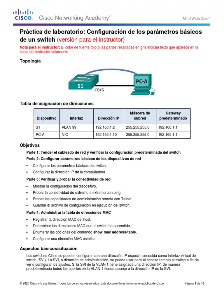 5.1.1.6 Lab Configuring Basic Switch Settings ILM PDF