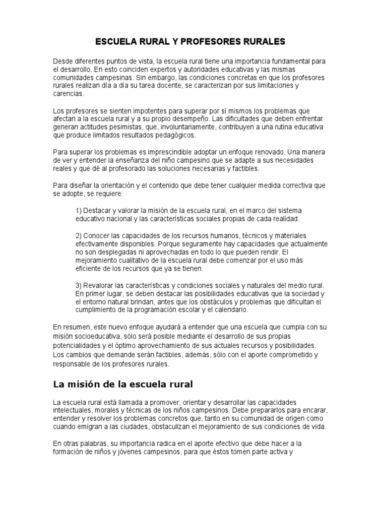 Importancia de la Escuela Rural en Perú | PDF | Aprendizaje | Conocimiento