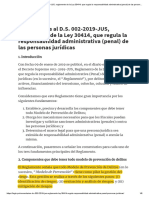 Comentarios Al D.S. 002-2019-JUS, Reglamento de La Ley 30414, Que Regula La Responsabilidad Administrativa (Penal) de Las Personas Jurídicas - Legis - Pe