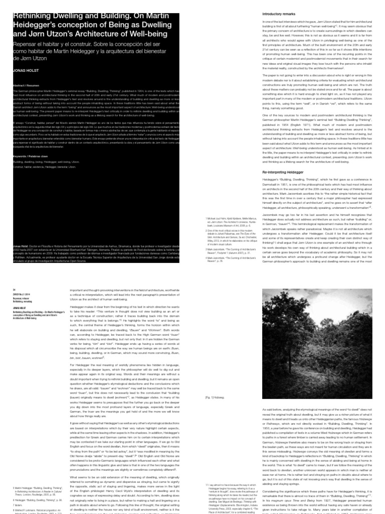 Rethinking Architecture Heidegger & Utzon PDF Martin Heidegger