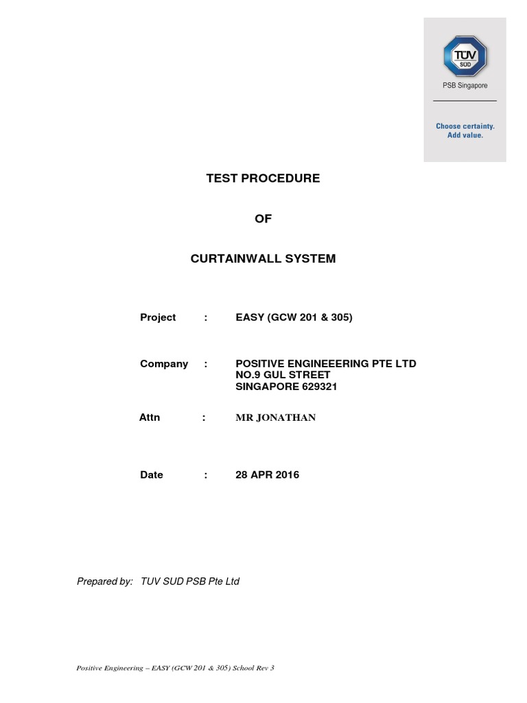 PMU Testing Procedures for Curtain Wall | PDF | Pressure | Civil ...