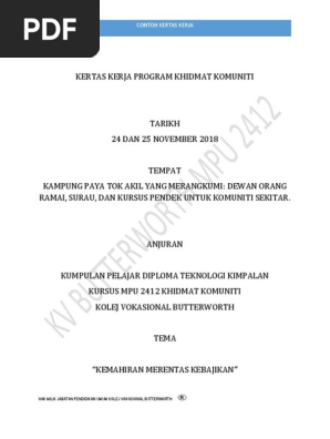 Contoh Kertas Kerja Program Khidmat Komuniti Pdf