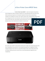 Cara Mengatasi Error Printer Canon MP237 Serta Penyebabnya