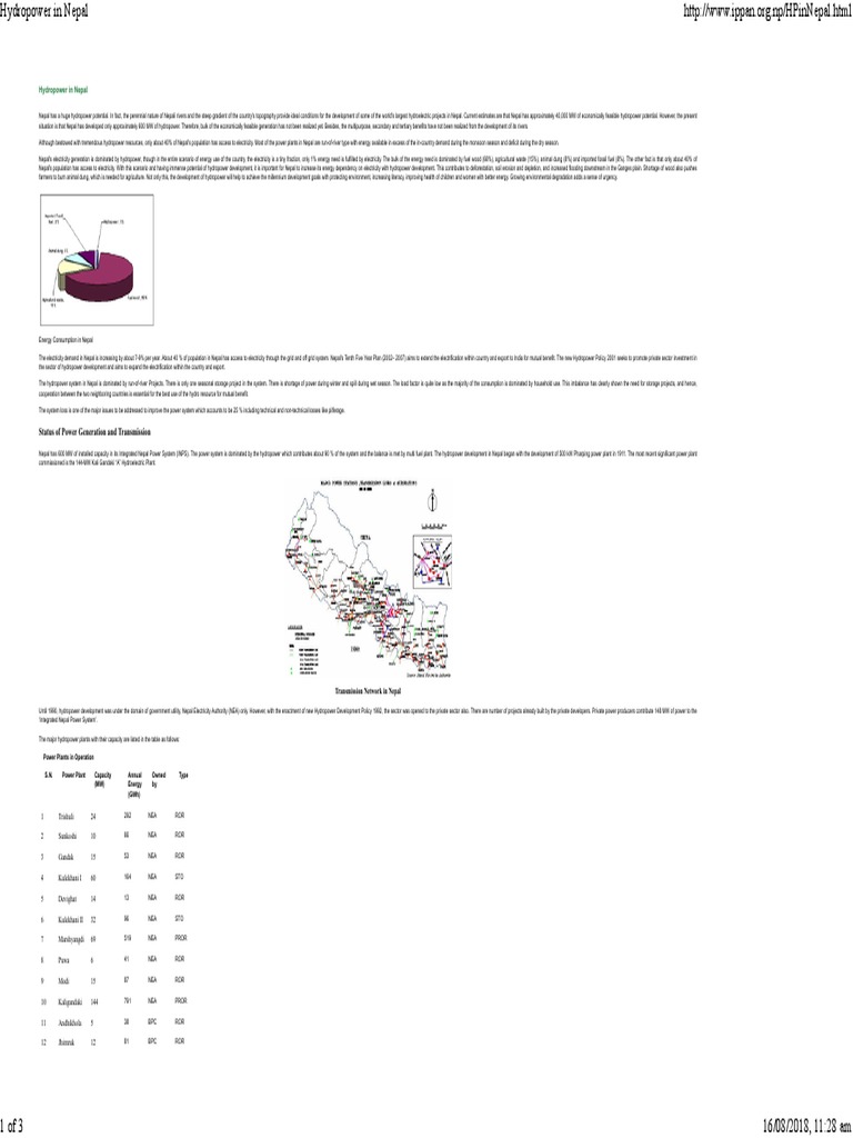 Hydropower In Nepal Pdf Hydroelectricity Nepal