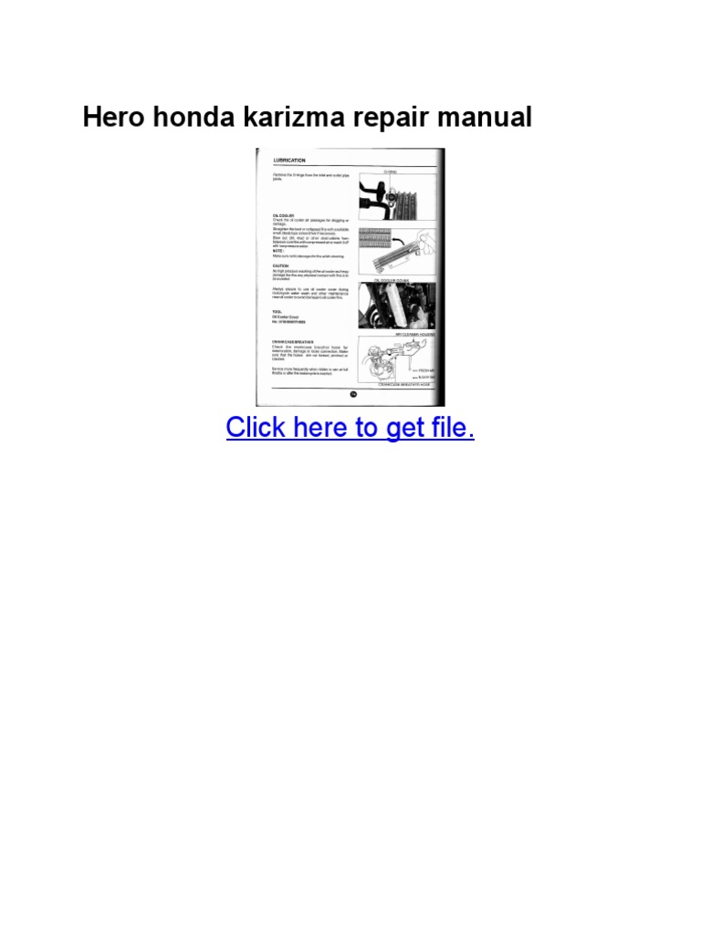 Hero Honda Karizma Repair Manual Pdf Motorcycle Motorcycling