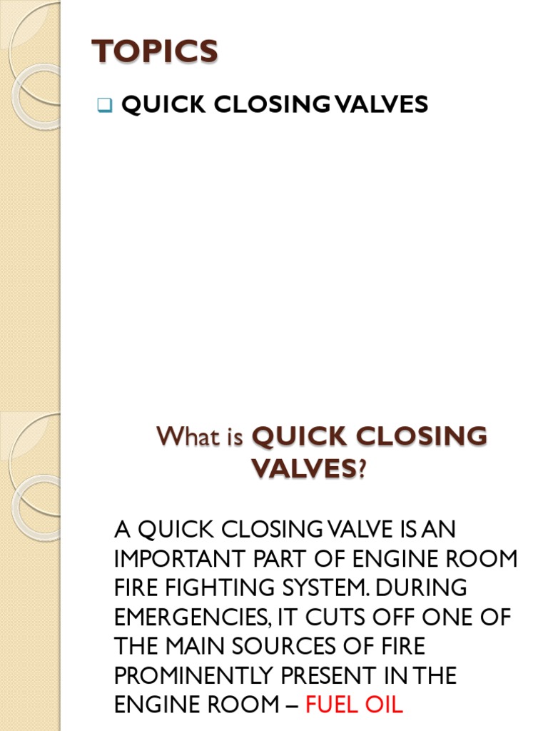 Quick Closing Valves PDF Valve Engines