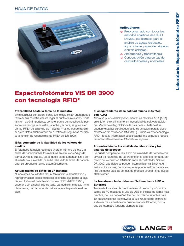 DR3900 Data Sheet PDF Identificación de frecuencia de radio