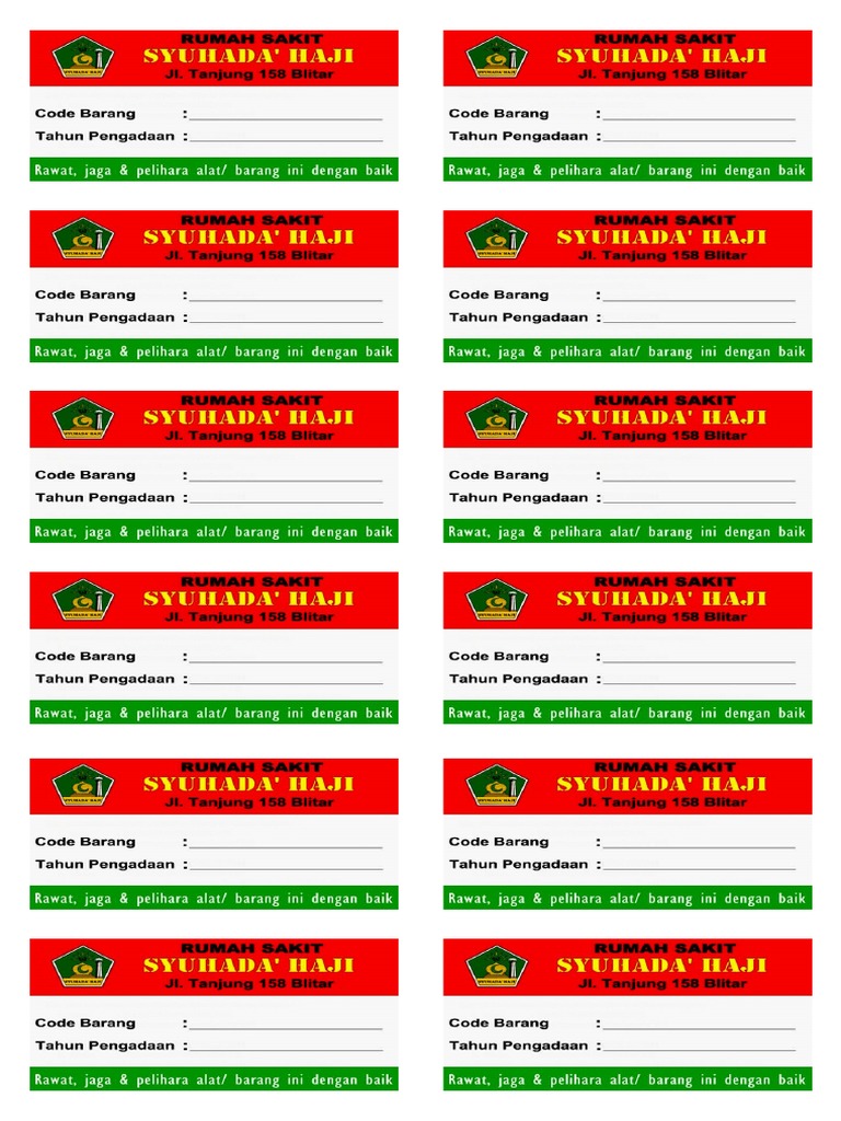 Sticker Inventaris | PDF