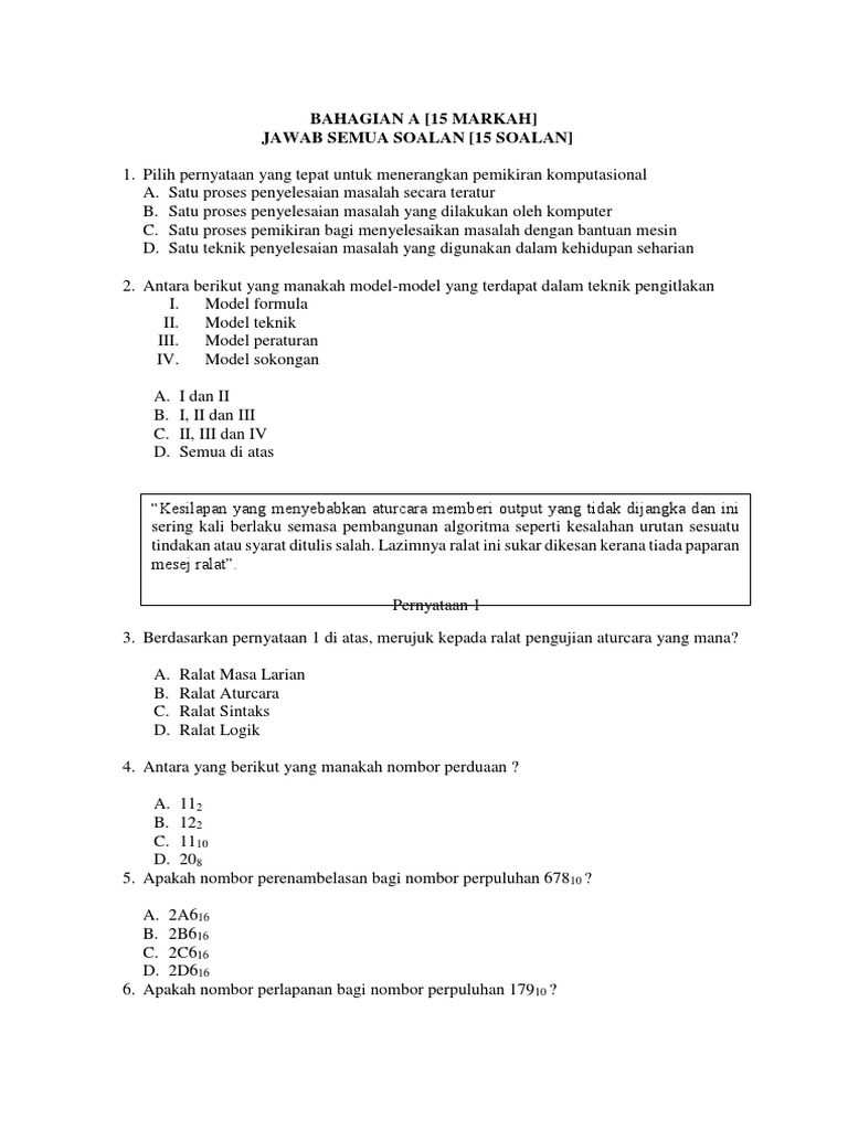 Soalan Ask Tov T3 Bahagian A Pdf