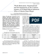 The Effect of Work Motivation, Organizational Commitment, and Job Satisfaction On The Contract Employees Performance of PT Bank Rakyat Indonesia Branch Office of Jakarta Daan Mogot