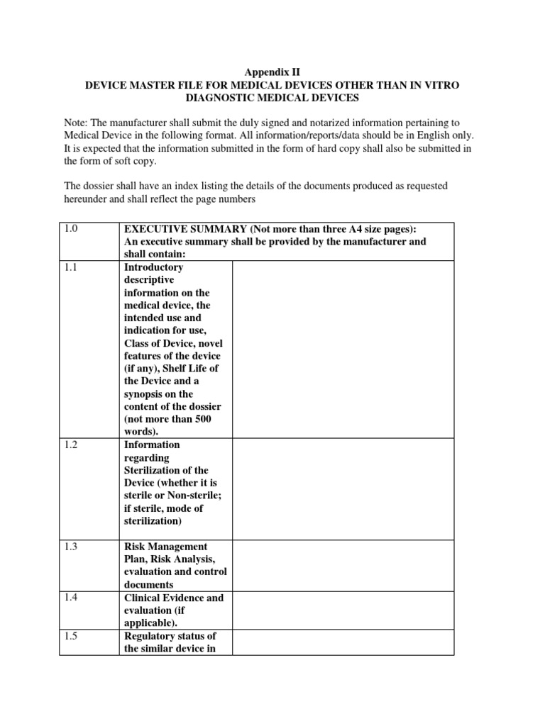 Medical Device Master File Guidelines | PDF | Verification And ...