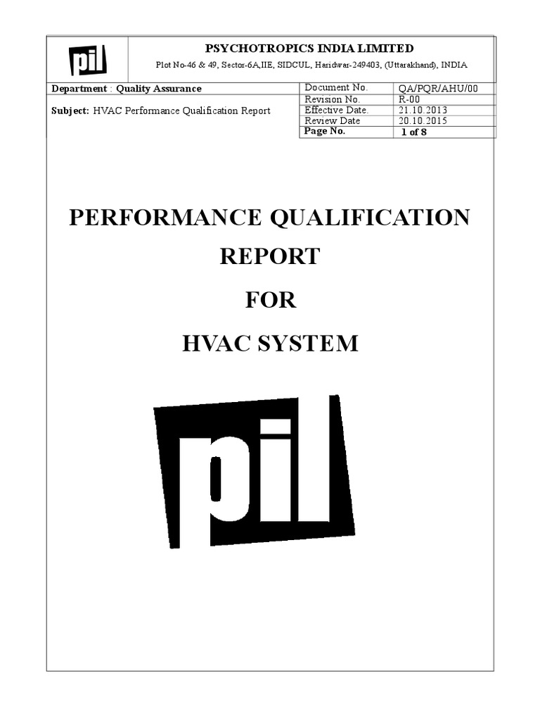 PQ Report of Hvac System | PDF | Quality Assurance | Physical Chemistry