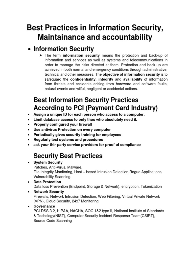 Best Practices in Information Security PDF Information Security