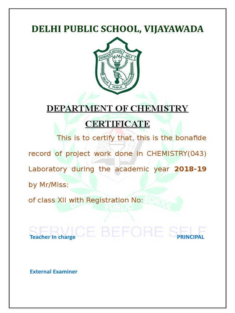 Chemistry Certificate PDF