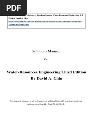 Solutions Manual Water Resources Engineering 3rd Edition David A Chin Pdf