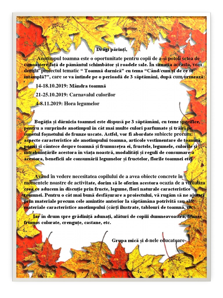 Proiect Tematic-Toamna | PDF