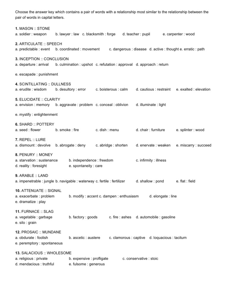 Analogies Tests | PDF