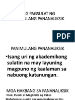 Ang Pagsulat NG Panimulang Pananaliksik