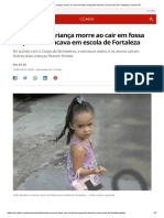 Chão cede, e criança morre ao cair em fossa enquanto brincava em escola de Fortaleza _ Ceará _ G1