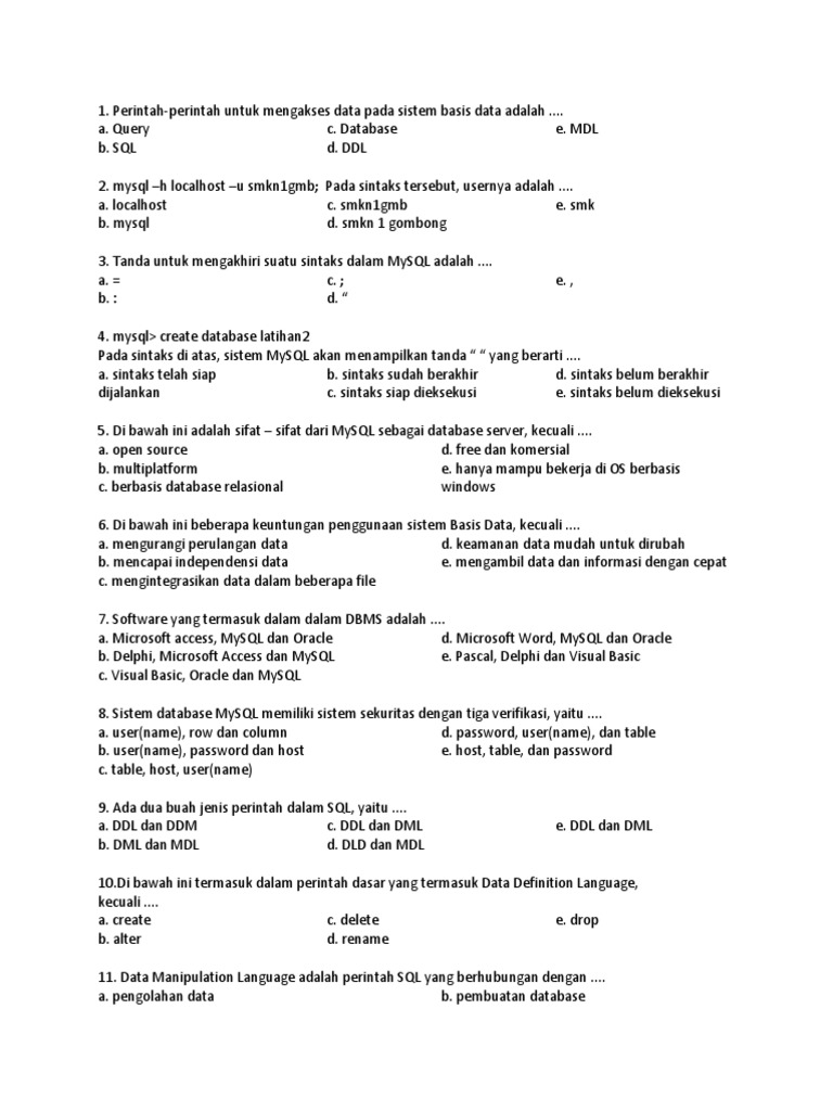 Panduan Dasar MySQL dan SQL | PDF