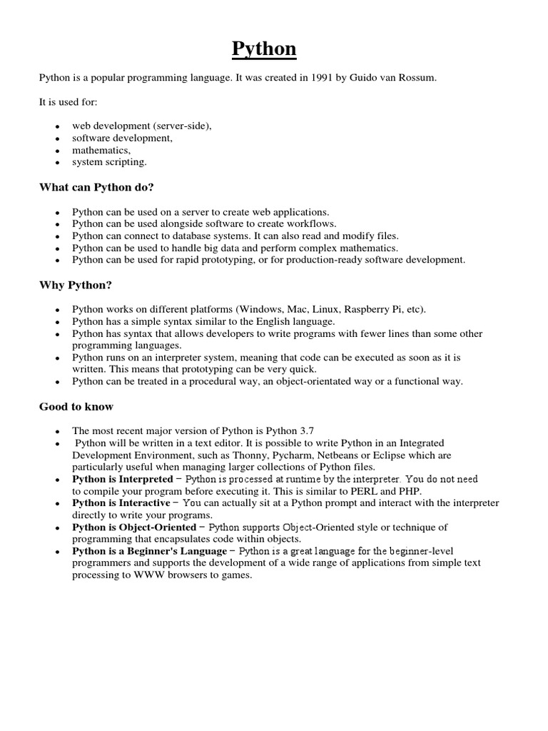 Python Notes | PDF | Control Flow | Python (Programming Language)
