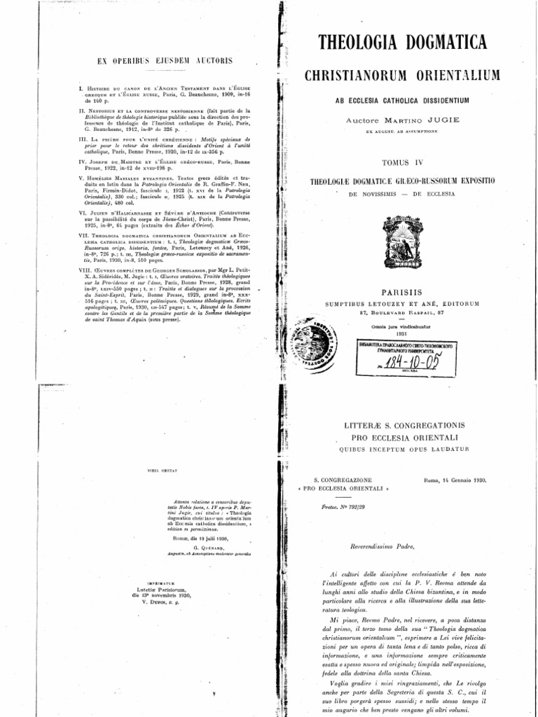 Jugie M Theologia Dogmatica Christianorum Orientalium 4