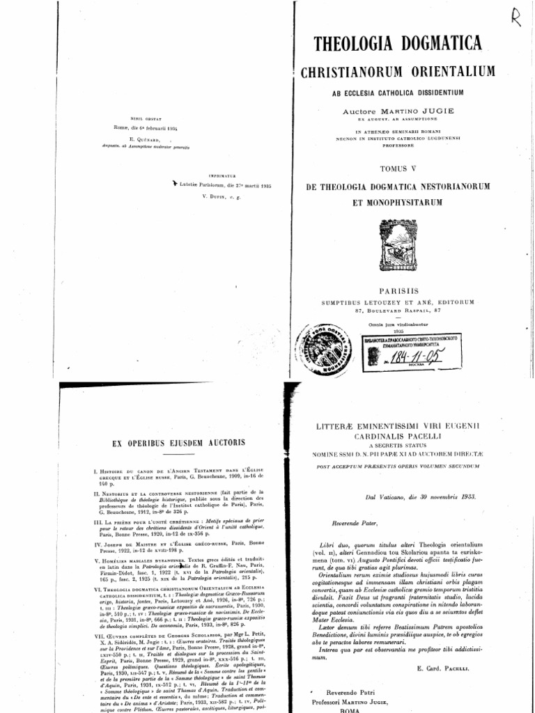 Jugie M Theologia Dogmatica Christianorum Orientalium 5