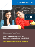 Marketing Research On CSAT at Airtel - BBA Marketing Summer Training Project Report PDF