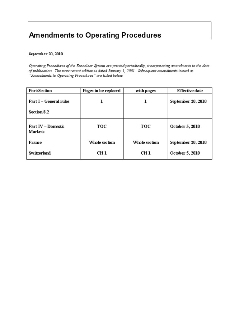 Amendments To Operating Procedures | PDF | Securities (Finance) | Loans