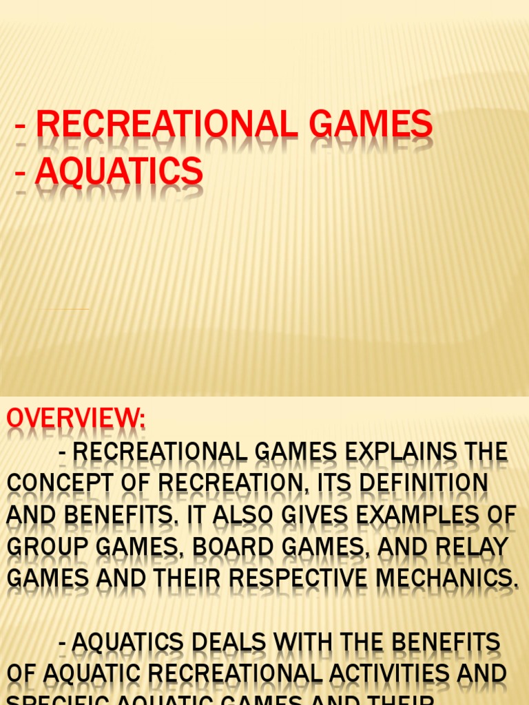 PE 4 Lesson Recreation and Aquatics PDF Swimming (Sport) Swimming