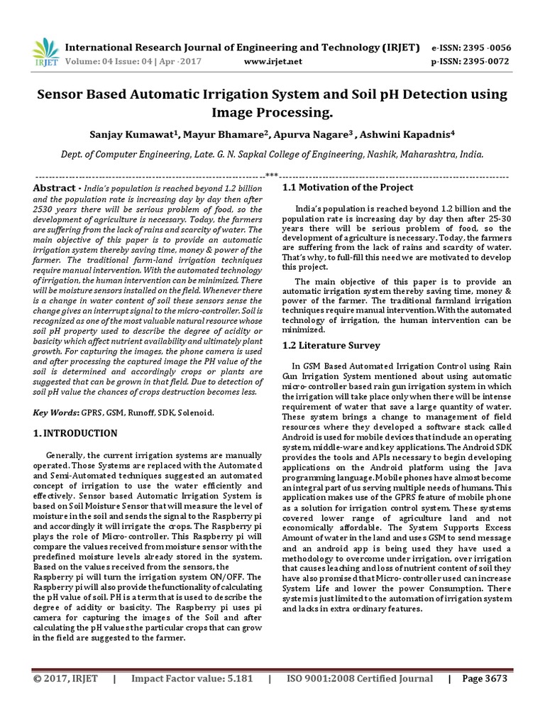 Sensor Based Automatic Irrigation System PDF | PDF | Soil | Automation