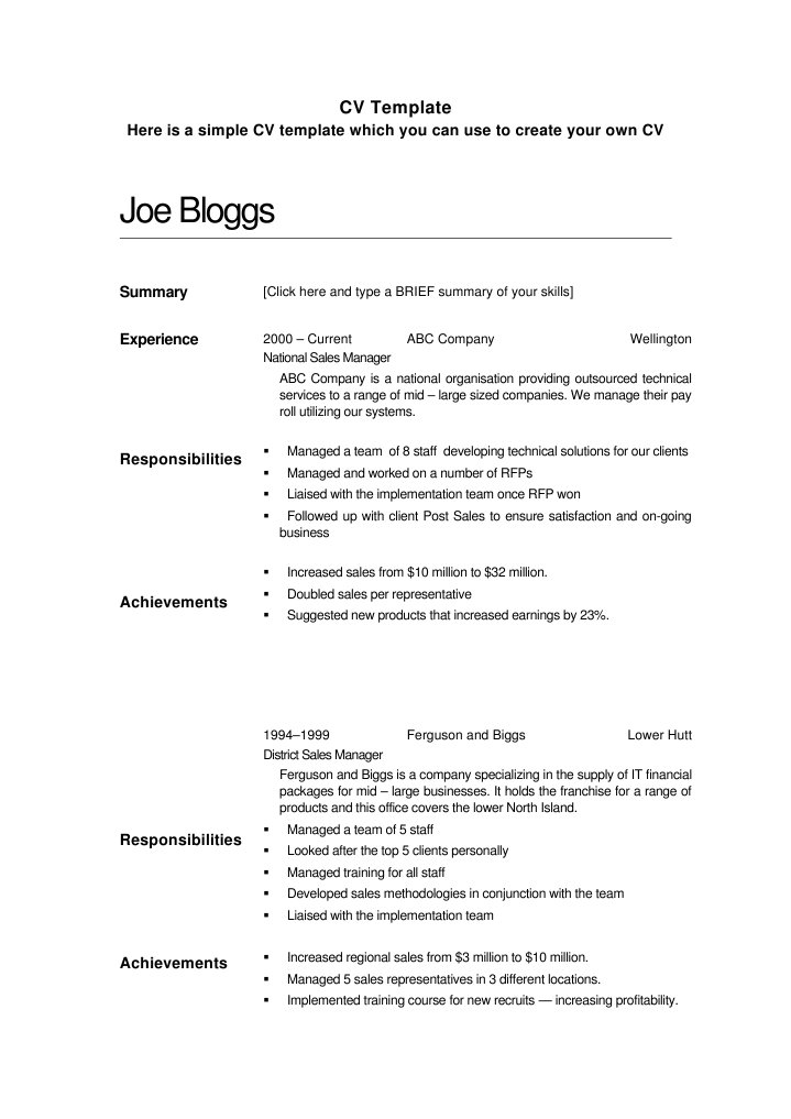 Professional CV Template Example | PDF | Career & Growth | Finance ...