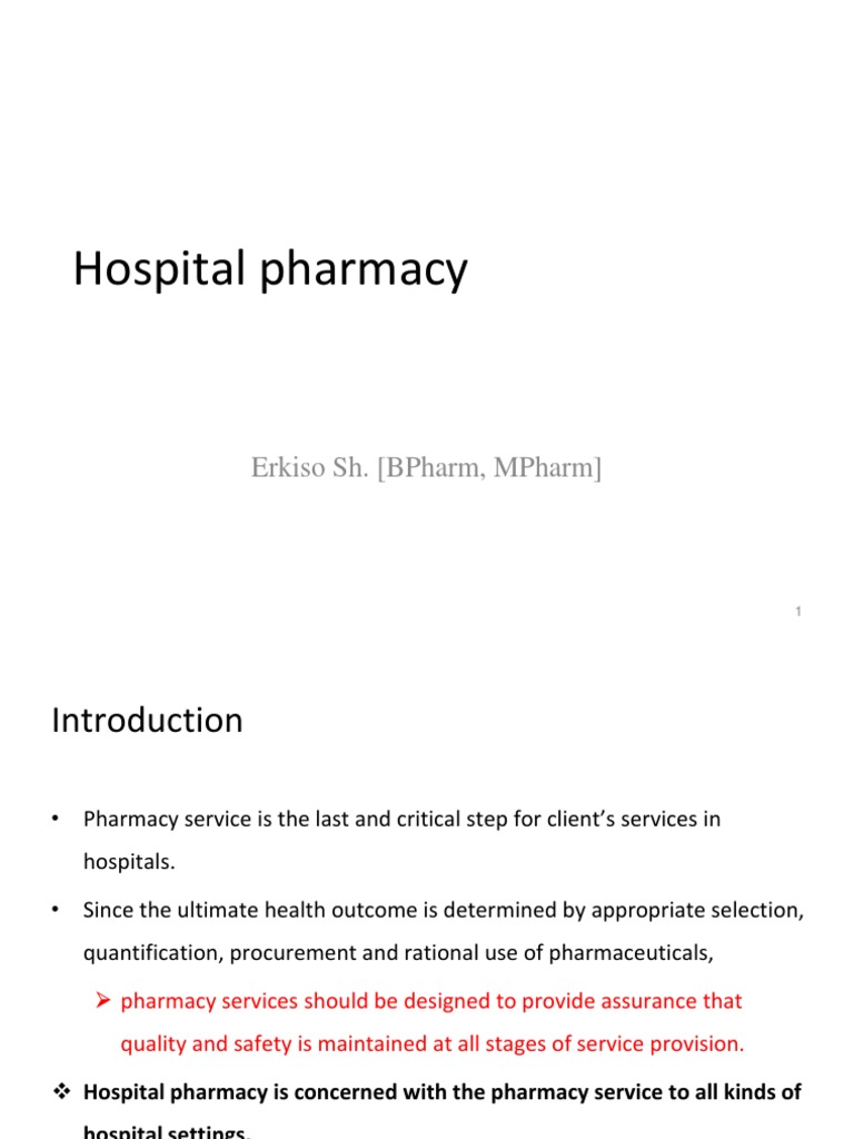 Introduction to Hospital Pharmacy Services | PDF | Emergency Department ...