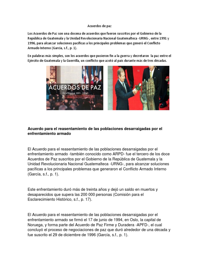 Acuerdos de Paz en Guatemala: Contexto y Detalles | PDF | Guatemala ...