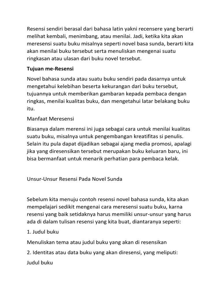 Resensi Novel Bahasa Sunda Tangkuban Perahu