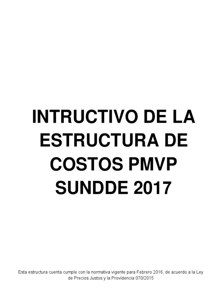 Estructura de Costos SUNDDE 2017 | PDF | Precios | Contabilidad