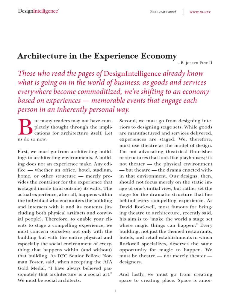 Architecture in The Experience Economy | PDF | Games & Activities