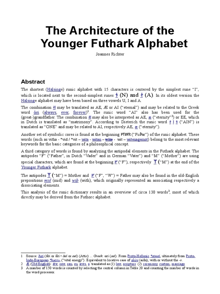 The Architecture Of The Younger Futhark Alphabet Runes Western Calligraphy