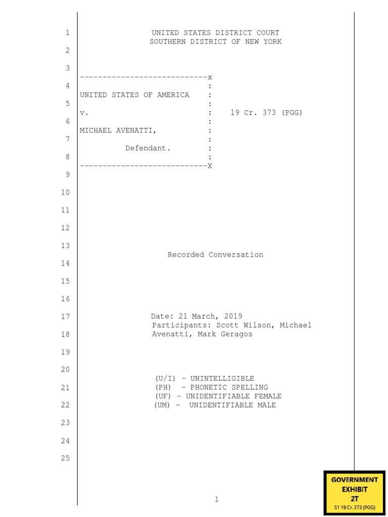 Transcript of Avenatti, Geragos and Nike Lawyer Scott Wilson of Boies