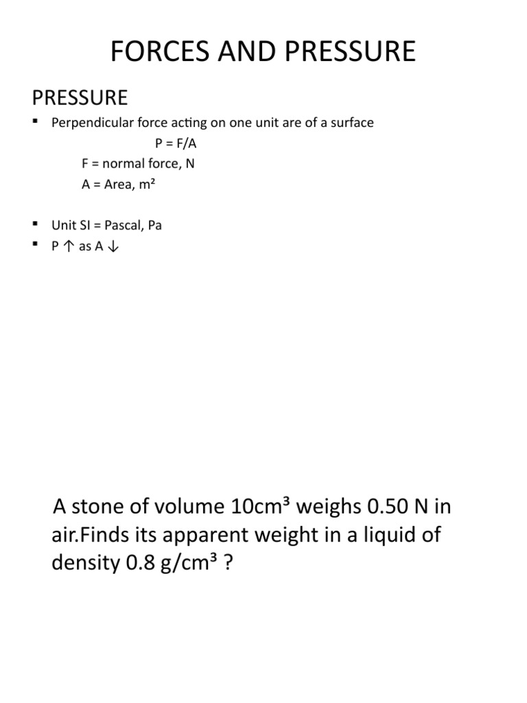 Physics Pressure | PDF | Science & Mathematics