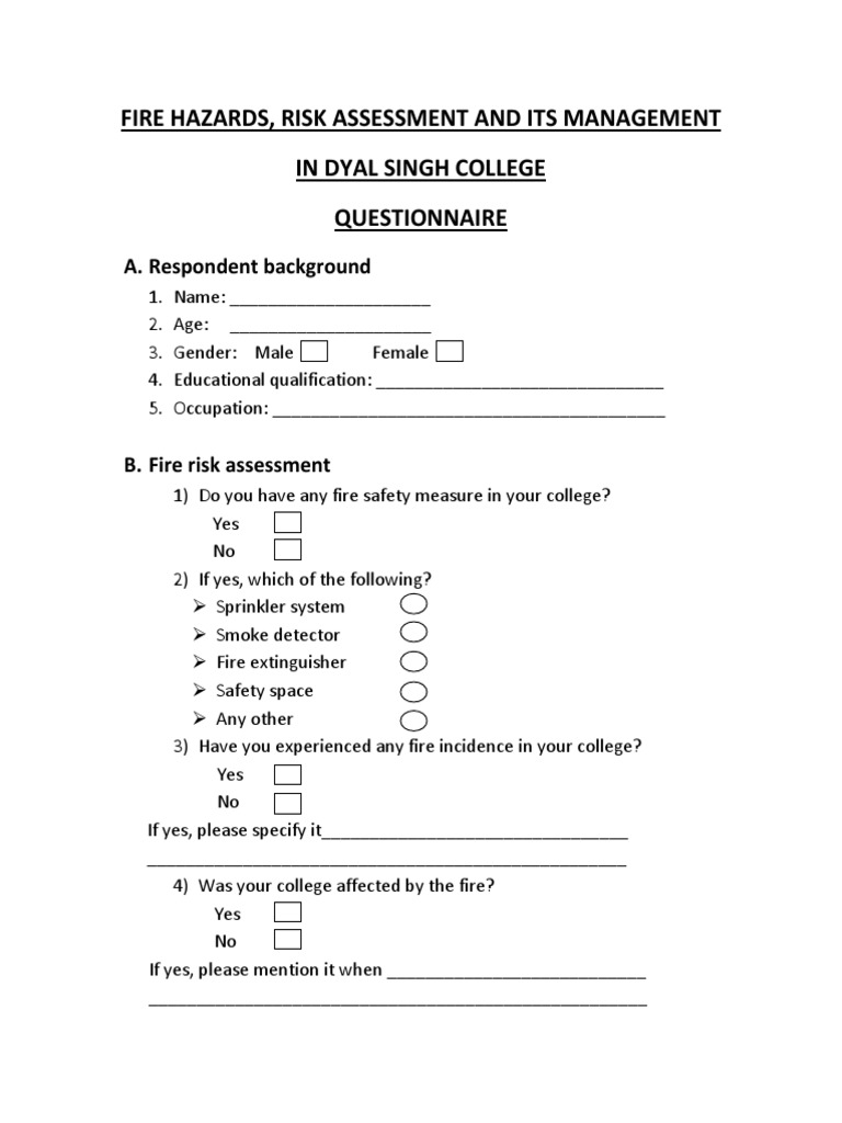 Questionnaire PDF PDF Fire Safety Emergency Management