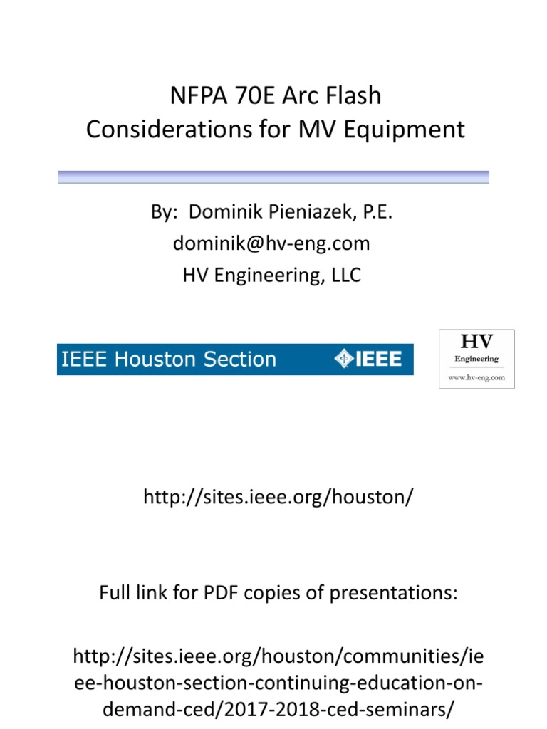 Arc Flash Presentation - IEEE CED - Final PDF | PDF | Electric Arc ...
