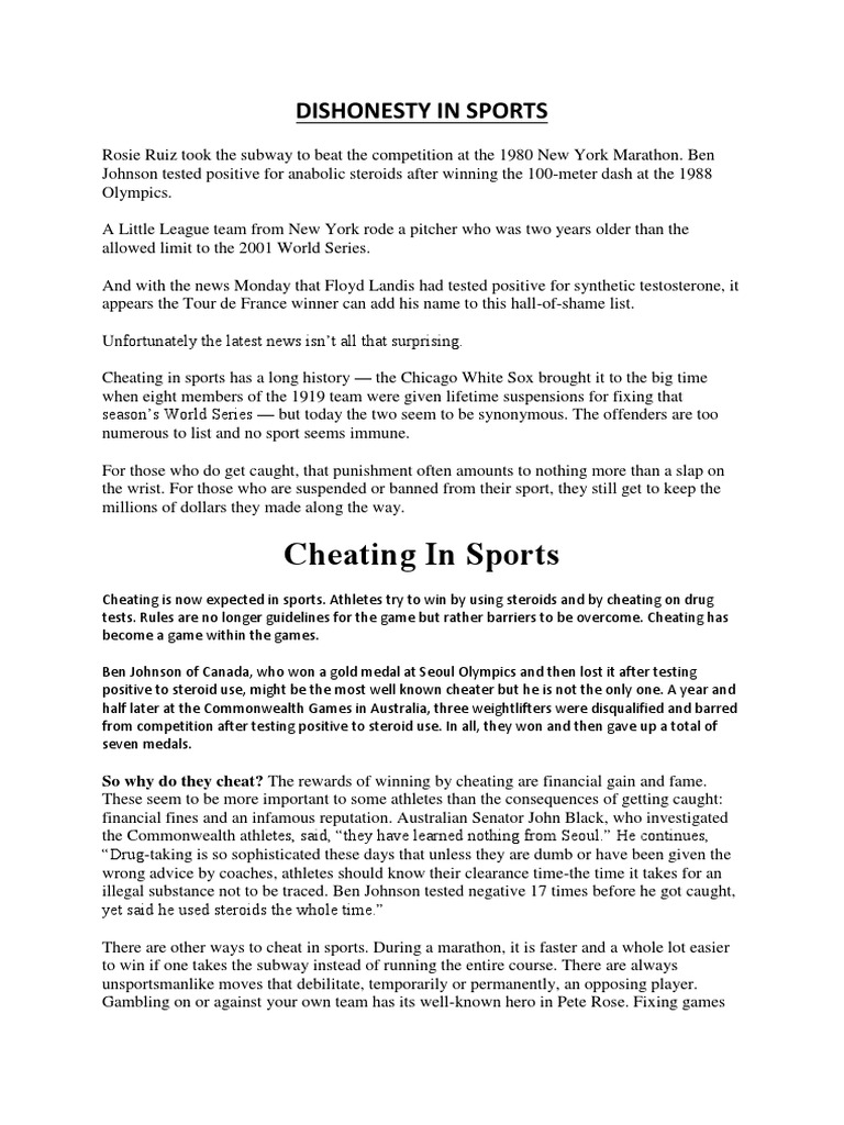 dishonesty cheating in sports thesis statement