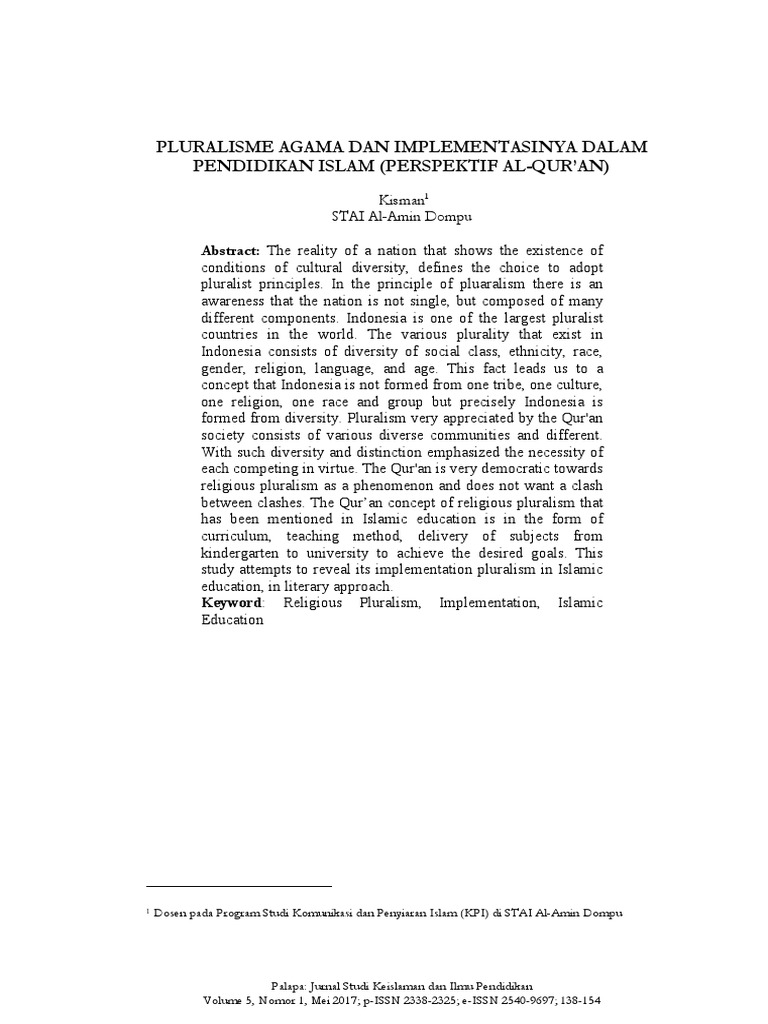 Pluralisme Agama Dan Implementasinya Dal Pdf
