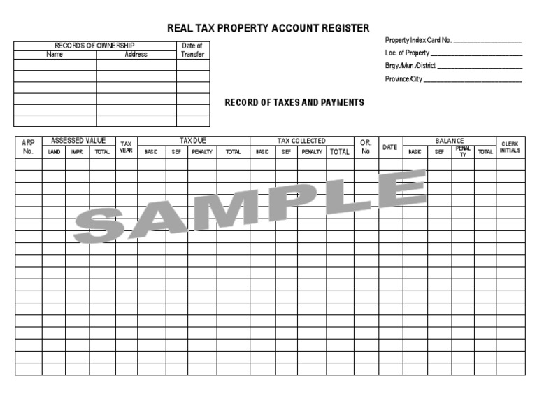 Real Property Tax Account Register | PDF