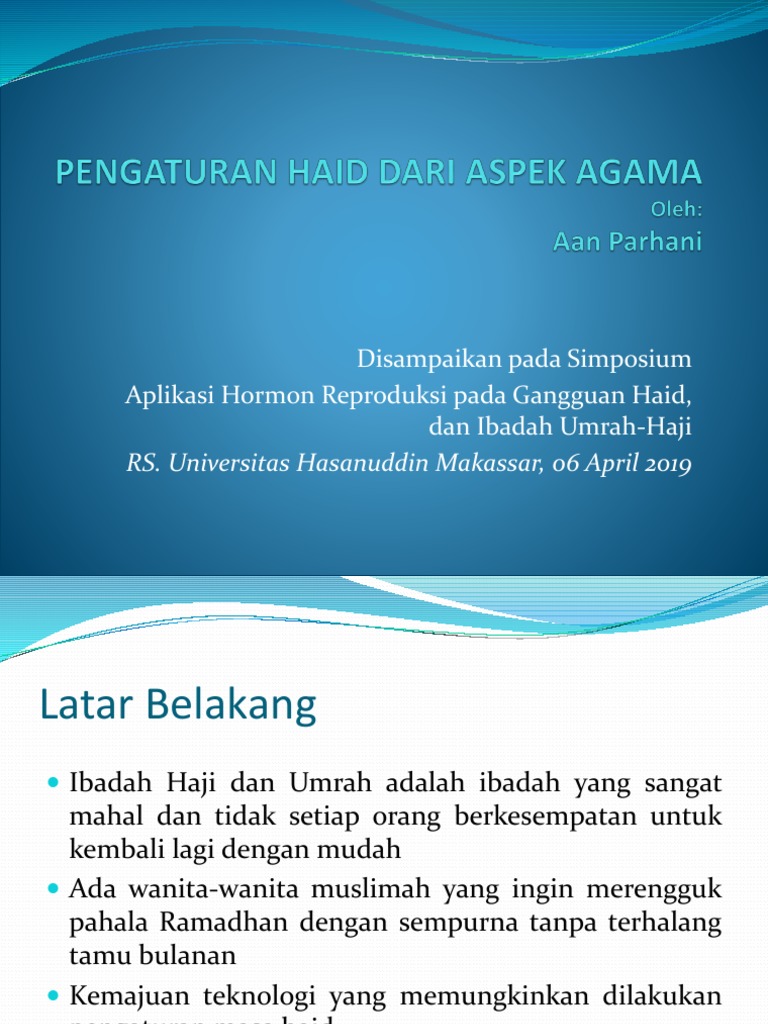 Sesi Ii Aan Farhani Pengaturan Haid Dari Aspek Agama Pdf Pdf