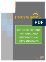 Important Days and Dates PDF