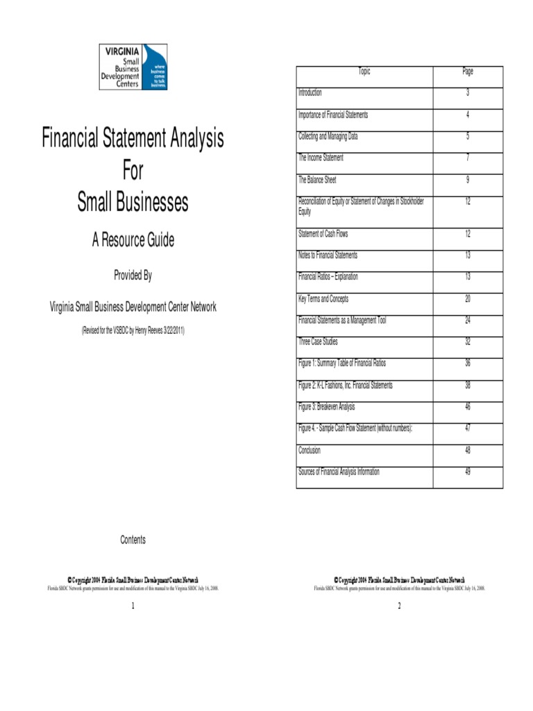 VSBDC Financial Statement Resource Guide | PDF | Equity (Finance ...